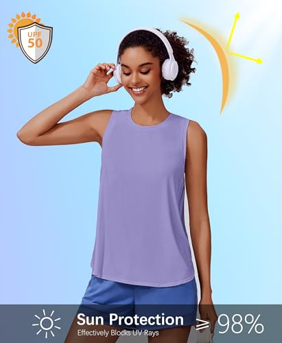 Image of PINSPARK Workout Tank Tops Woman Ice Silk UPF 50+ Athletic Yoga Shirts