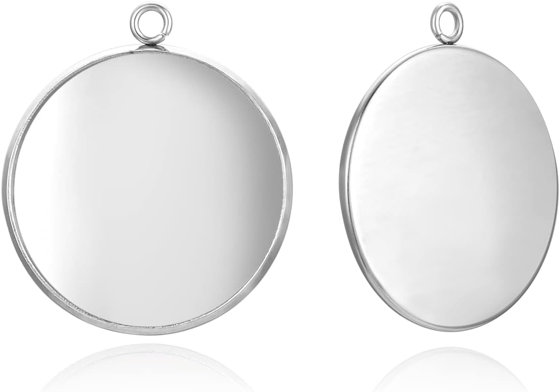 50pcs 304 Grade Stainless Steel Surgical Bezel Cup Blanks Tray Settings for 20mm Round Cabochon Photo Cameo Resin Jewelry Making SJF49-20 - Image 2
