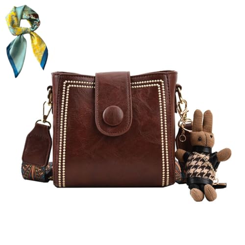 Vintage Fashion Bag with Adjustable Wider Shoulder Strap,Women's Vintage Bucket Bags,Retro Water Bucket Shoulder Bag