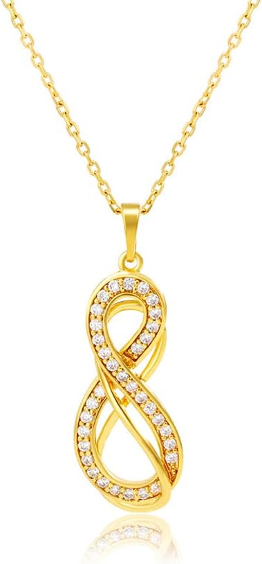Bigbabybig Cubic Zirconia Infinity Eternal Love Pendant Neklace for Women Girls 24K Gold Filled Dainty Jewelry CZ BFF Gifts Christmas Daughter Wife, Metal, Cubic Zirconia