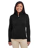 D & Jones Women's Newbury Fleece Quarter-Zip, Black Heather, Large