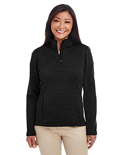 D & Jones Women's Newbury Fleece Quarter-Zip, Black Heather, Large