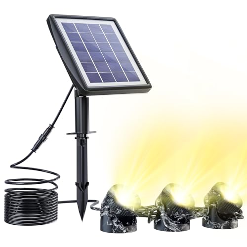 PChero Éclairage Solaire pour Bassin LED Sous-Marin, Lampes de bassin avec 3 lampes submersibles IP68 pour Bassin, Piscine, Jardin, Aquarium, Cour, Fontaine, Extérieur...