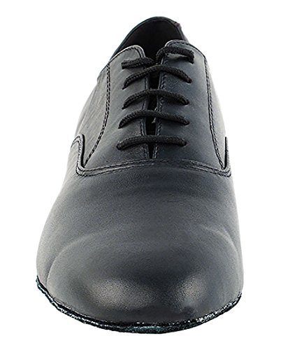 Very Fine Dance Shoes - Mens Standard, Smooth Ballroom Dance Shoes - 919101W - 1-inch Heel and Foldable Brush Bundle - Black Leather - 123