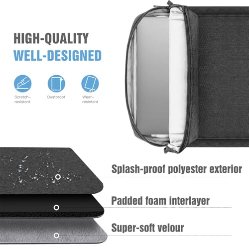 Image of TiMOVO 15 Inch Laptop Sleeve for MacBook Air 15, Pro 14, Black & Gray
