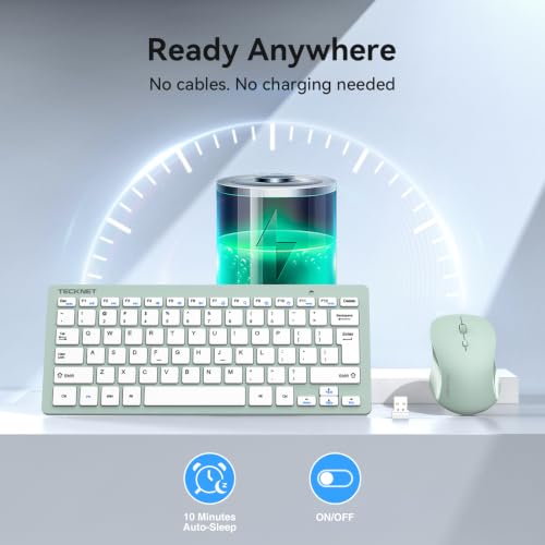 Image of TECKNET Wireless Keyboard and Mouse Combo, Mini Cordless Computer Keyboard and Mouse Set 2.4GHz, Silent Adjustable 1600 DPI, Quiet Click, Lag-Free for Computer, Laptop, PC, Windows, Mac, Chrome OS