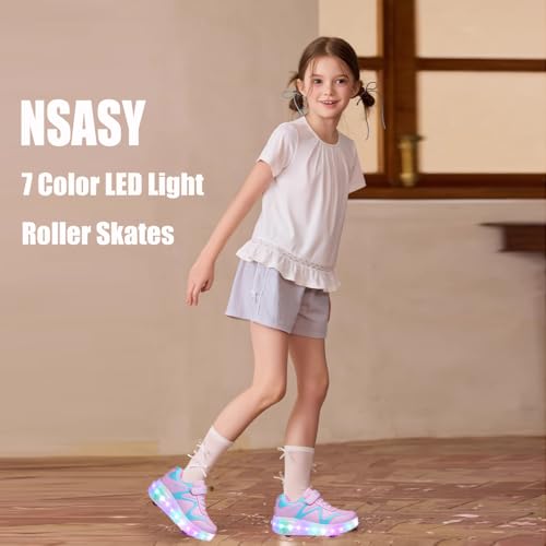 Image of Nsasy Roller Shoes Kids Roller Skates Shoes Girls Boys Wheels Shoes Become Sport Sneaker with Led for Children Gift