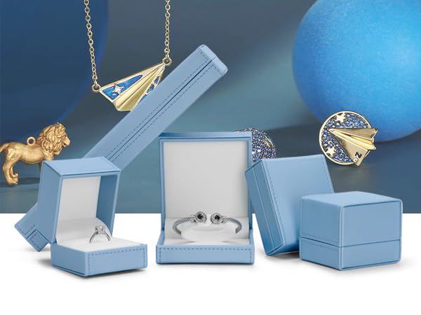 Leather Bracelet Box Bracelet Gift Box Jewelry Bangle Gift Box Velvet Interior Bangle Storage for Anniversary Wedding Birthday Mother's Day Gifts (Blue)