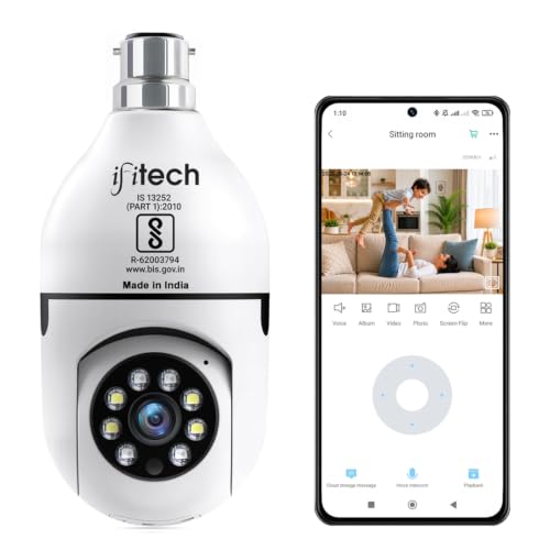 Image of IFITech FTY HD Smart Wi-Fi CCTV Home Security Camera | Indoor 360 Smart CCTV Camera | Bulb Camera | 256GB SD Card Support (Not Included) | Perfect for Home, Office Monitoring