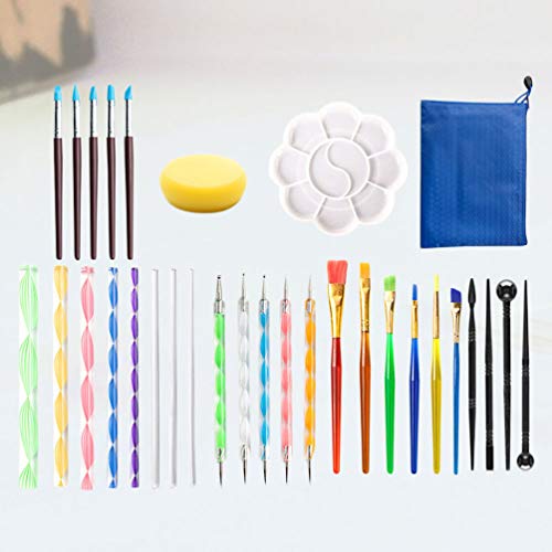 Toyvian 30 Pcs Mandala Dotting Tools Set Caneta Dotting Tools Brushes Mandala Stencil Ball Paint Tra