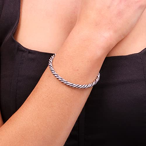 Men's Silver Bangle Bracelet - Solid 925 Silver Rope Twisted Bangle Bracelet For Men and Women2