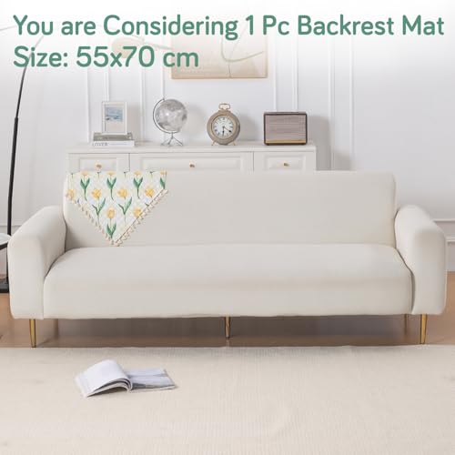 Image of HOKIPO Tulip Blossom Quilted Sofa Backrest Cover Mat| 'Tassel Twigs' Series (IN-988-T4)