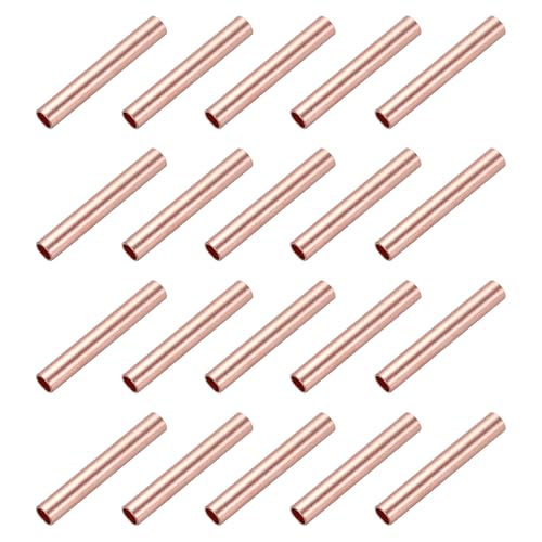 sourcing map 20 Pcs Red Copper Non Insulated Butt Connectors, GT-4 12 AWG Butt Connectors Crimp Wire Crimps Terminals Fittings for Wire Connection Hardware Supplies