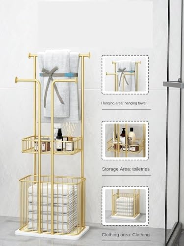 Toallero con base de mármol para organizar el baño familiar 3
