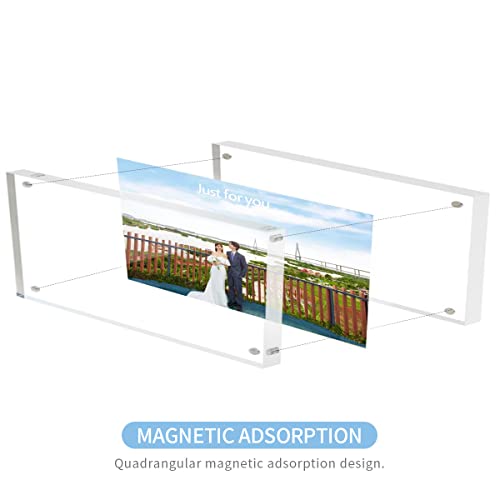 Sezanrpt 2X6 Acrylic Pictures Frames, Transparent 2 Sided Ticket Frame Postcard Frame, Tabletop Small Tiny Acrylic Magnetic Picture Frames For Family, 12 + 12Mm Thickness… #TOP2