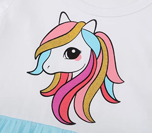 Little Girls Short Sleeve Cotton Casual Dress Cartoon Appliques Playwear Basic Shirt Jersey Dresses3