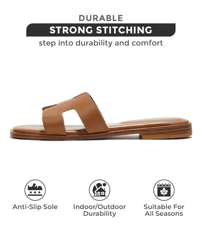 Project Cloud Fashion Flat Summer Sandals for Women 2025 - Leather Womens Sandals Comfortable Memory Foam Slides for Women Footwear - Mules Women's Sandals - Walking Sandals Women (Jannel) - Image 4