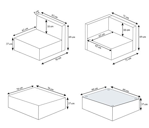 Mendler Poly-Rattan-Garnitur HWC-D24, Garten-/Lounge-Set Sofa - grau, Polster Creme – Bild 6
