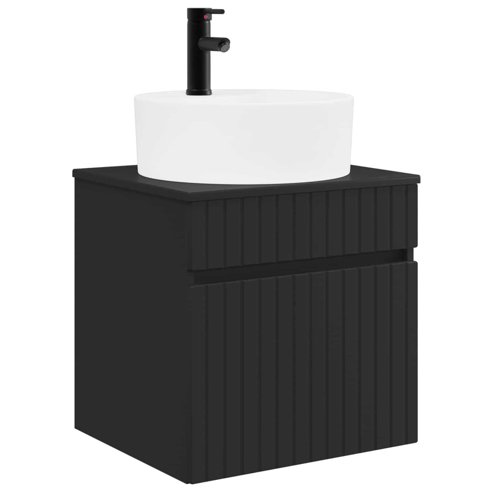 Vidaxl Black Wall-Mounted Sink Vanity 49 X 44.5 X 65 Cm,