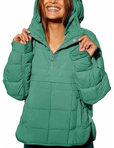 Women's Pullover Puffer Jacket Hooded Oversized Lightweight Quilted Jacket Winter Warm Padded Coat