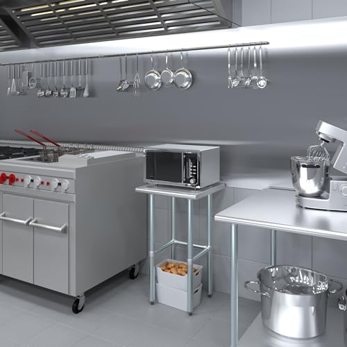 Image of AmGood Stainless Steel Work Table | Metal Utility Table (Stainless Steel Table Open Base, 20 inch Long x 20 inch Deep)