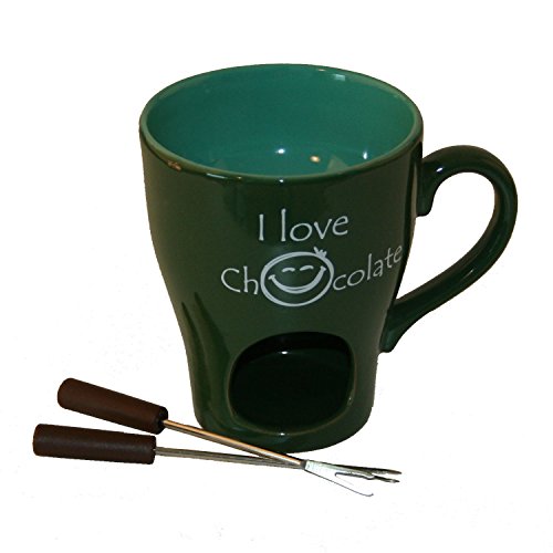 Tognana, set di 3 pezzi perfonduta di cioccolato in ceramica verde