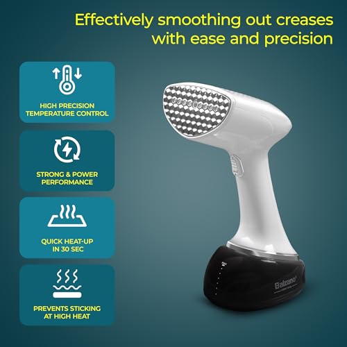 Image of Balzano Garment Steamer 1700W for Clothes | Portable Handheld Steamer Iron | 360ml Tank, 30s Heat-Up, 28g Continuous Steam (White)