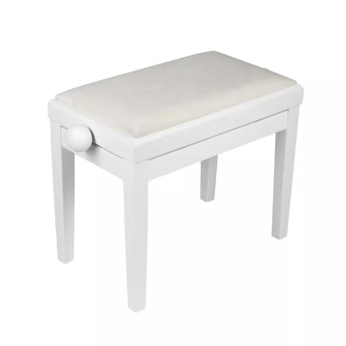 WOODBRASS KBE40 - Banqueta de piano blanco mate, regulable en altura, asiento aterciopelado, taburete teclado elegante, robusto y cómodo