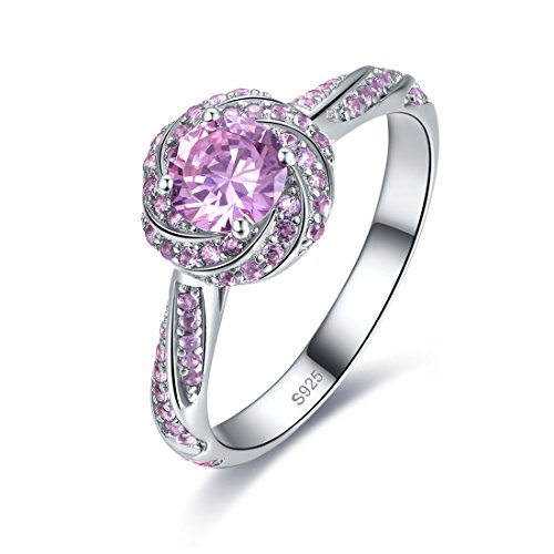 5.5x5.5mm Round Simulated Blue Topaz 925 Sterling Silver Swirl Double Halo CZ Engagement Ring for Women