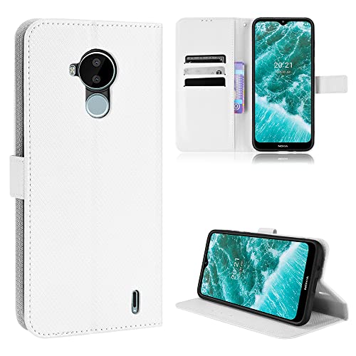 Elubugod Funda para Nokia C30 Carcasa Case Funda,Funda de Cuero PU Funda para Nokia C30 TA-1357 TA-1377 TA-1369 TA-1360 TA-1359 Funda Carcasa Case Funda White