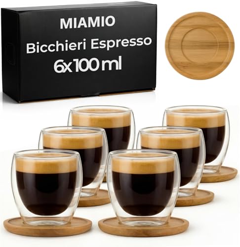 MIAMIO - Set di 6 tazzine da caffè espresso/bicchieri da