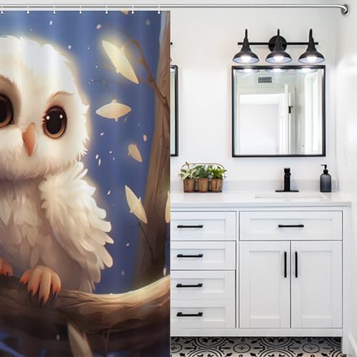 Rideau de douche hibou imperméable pour éviter les inondations de salle de bain