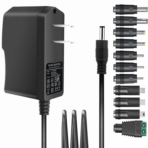 Universal 5V 2A ac Adapter Power Supply with 11 DC Plug Tips AC to DC5V 1.5A 1A 800mA 600mA 500mA 400mA 300mA 200mA 100mA Power Adapter 5v wall Charger ac dc Adapter (DC5V~2A)