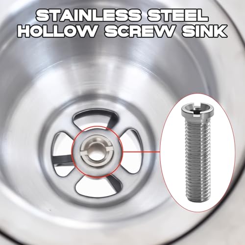 2 Stück Hohlschraube Spüle,Hohlschraube für Siebkorbventile,M12 x 25 mm Edelstahl Hohlschraube Spüle,25mm Waschbecken Schrauben,Geeignet für Küchenspülen Siebkorbspülen Spülbecken Zubehör Silbrig