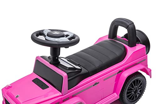 Image of Best Ride On Cars Kids Outdoor Stroller Mercedes G-Wagon Push Car with Working Lights, Horn, and Music for Ages 1 to 3 years, Pink