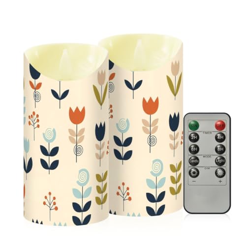 Velas LED sin llama con diseño floral y temporizador juego de 2 piezas para decoración