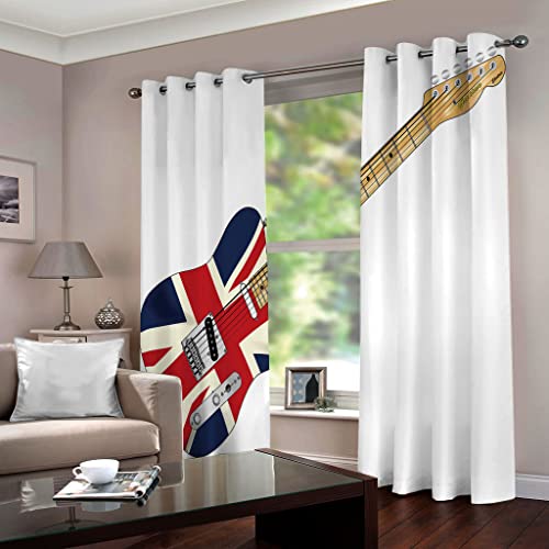 Rideau occultant chambre et salon ambiance musique double rideau blanc 140x260 cm