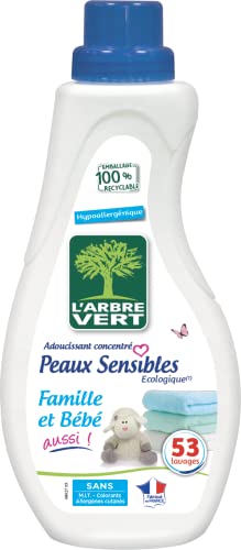 L'arbre vert Adoucissant Linge Peaux Sensibles Famille/Bébé Aussi 53 Lavages 800 ml
