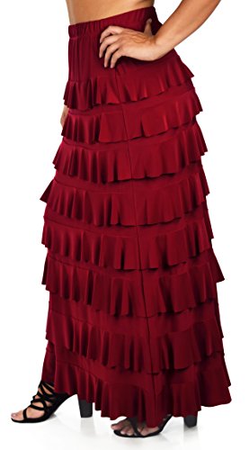 Dare2BStylish Women Waterfall 8 Tiered Boho Layered Maxi Skirt | Reg & Plus Sizes