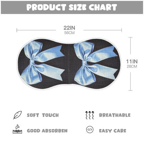 Light Blue Bow Ribbon Muslin Burp Cloths for Baby 2 Pack Soft 100% Cotton Baby Washcloths Bibs for Girl Boy2