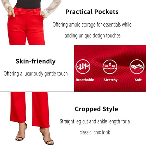 Women's Straight Leg Petite Jeans High Waisted Stretchy Cropped Denim Ankle Pants2