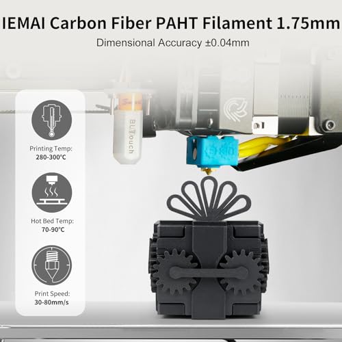Image of IEMAI PAHT Carbon Fiber Nylon Filament 1.75mm Matte Black 1KG, PAHT-CF 3D Printer Filament Extremely High Temperature & Chemical Resistant, High Rigidity & Strength for Performance Parts