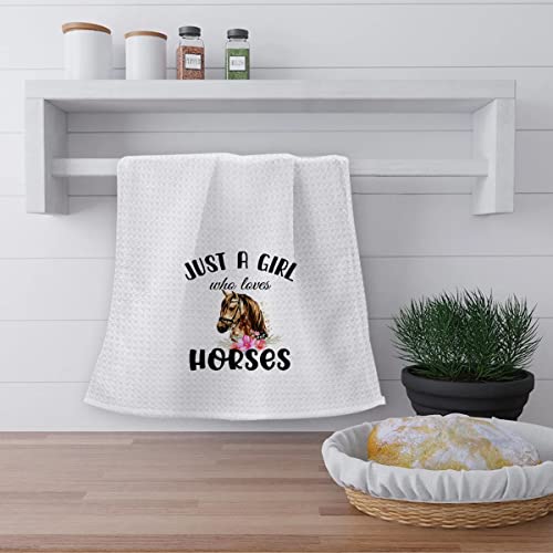 Ohsul Just A Girl Who Loves Horses Highly Absorbent Kitchen Towels Dish Towels Dish Cloth,Flower Horse Floral Hand Towels Tea Towel For Bathroom Kitchen Decor,Horse Lovers Horse Riders Girls Gifts #TOP2