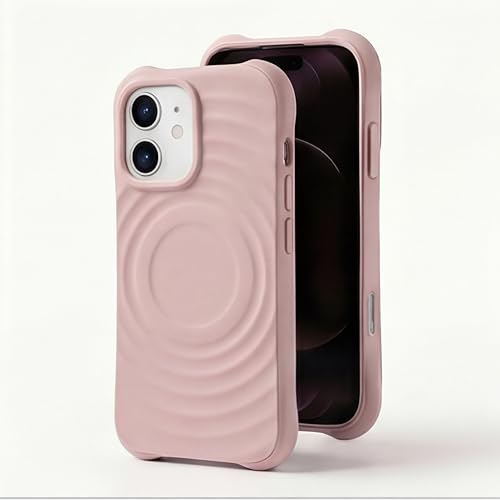 Image of amazon basics Shockproof Case for iPhone 12 | Ripple Pattern | Camera Protection | Protective Cover with Enhanced Grip & Wireless Charging Support - Baby Pink
