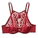 Adore Me Emmeline Unlined Underwire Bra - 30A-38DD High-Neck Lace Bra for Women with Stud Detail & Adjustable Straps, Dark Red 2, 36A