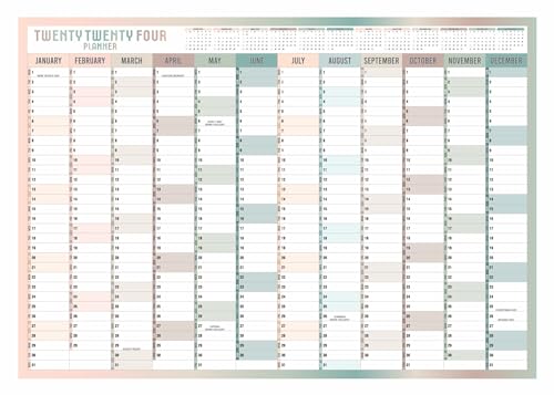 2024 Wall Planner A1 Large Wall Calendar 2024 Yearly Planner Jan to Dec Full Year Planning Student Family Home School Office Work Chart Annual Poster Approx 59.4 X 84.1 Cm (A1 Multi Planner)