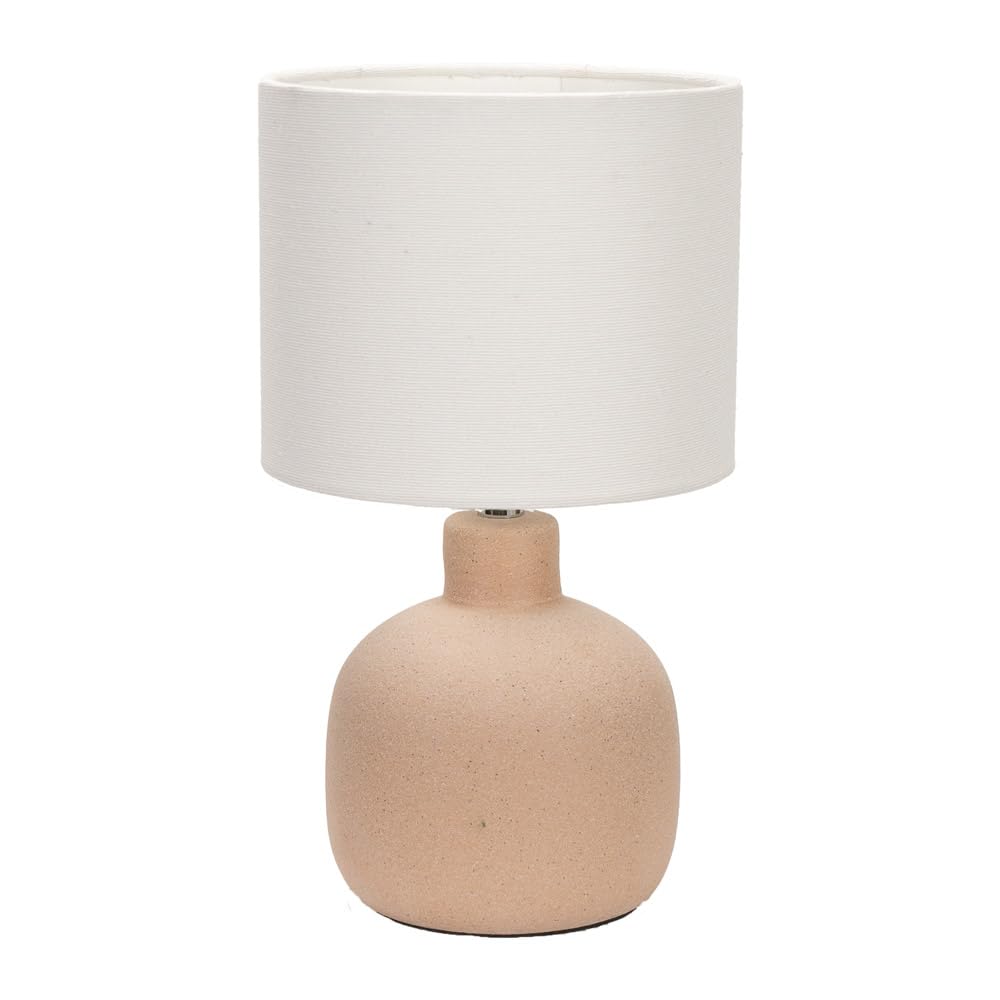Valuelights Cream Chelsea Natural Linen Shade Hand Finished Sandblast Ceramic Table Lamp With Bulb In