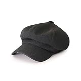 55-57 cm ajustable Adantico Sombrero Coppola Mujer Gorra Octagonal Boina Primavera y Verano (Negro)