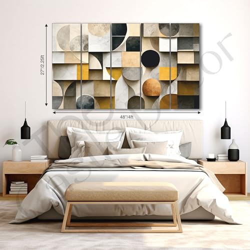 Image of The Castle Decor Abstract art painting with frame Big Size 27x48 Wall art for living room,Bedroom,Drawing room,Hotels-Wooden Framed-298