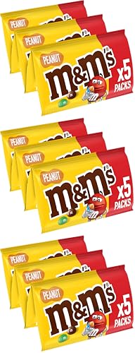 M&M'S PEANUT - Bonbons chocolat au lait et cacahuètes - 5 sachets de 36g (Lot de 3)